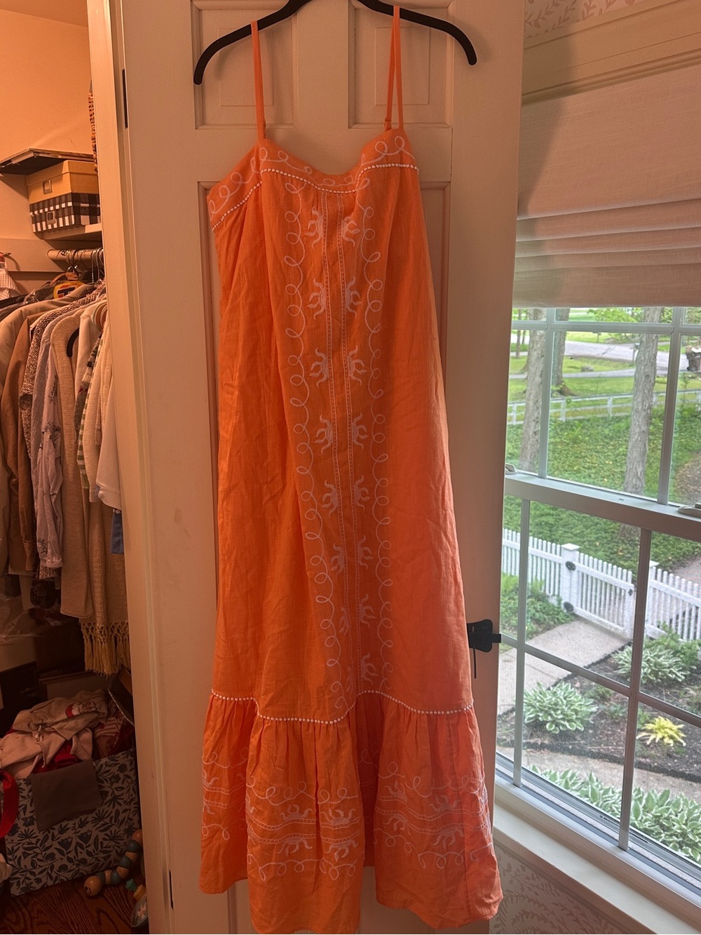Lilly Pulitzer Orange Maxi Dress with White Embroidery